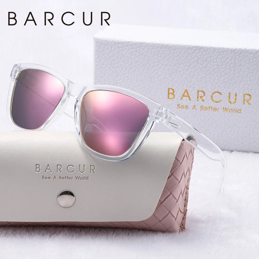 BARCUR Crystal Frame gepolariseerde zonnebril – UV400 witte editie vakantiezonnebril voor dames