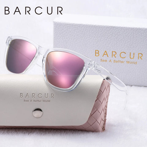BARCUR Crystal Frame gepolariseerde zonnebril – UV400 witte editie vakantiezonnebril voor dames