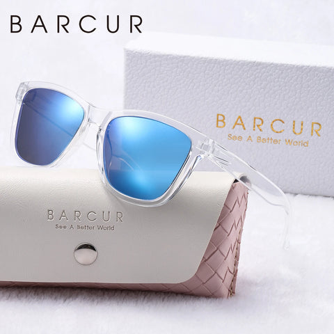 BARCUR Crystal Frame gepolariseerde zonnebril – UV400 witte editie vakantiezonnebril voor dames