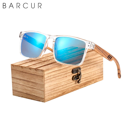 BARCUR Zebra-Temple Houten Zonnebril – Gepolariseerd UV400 Unisex
