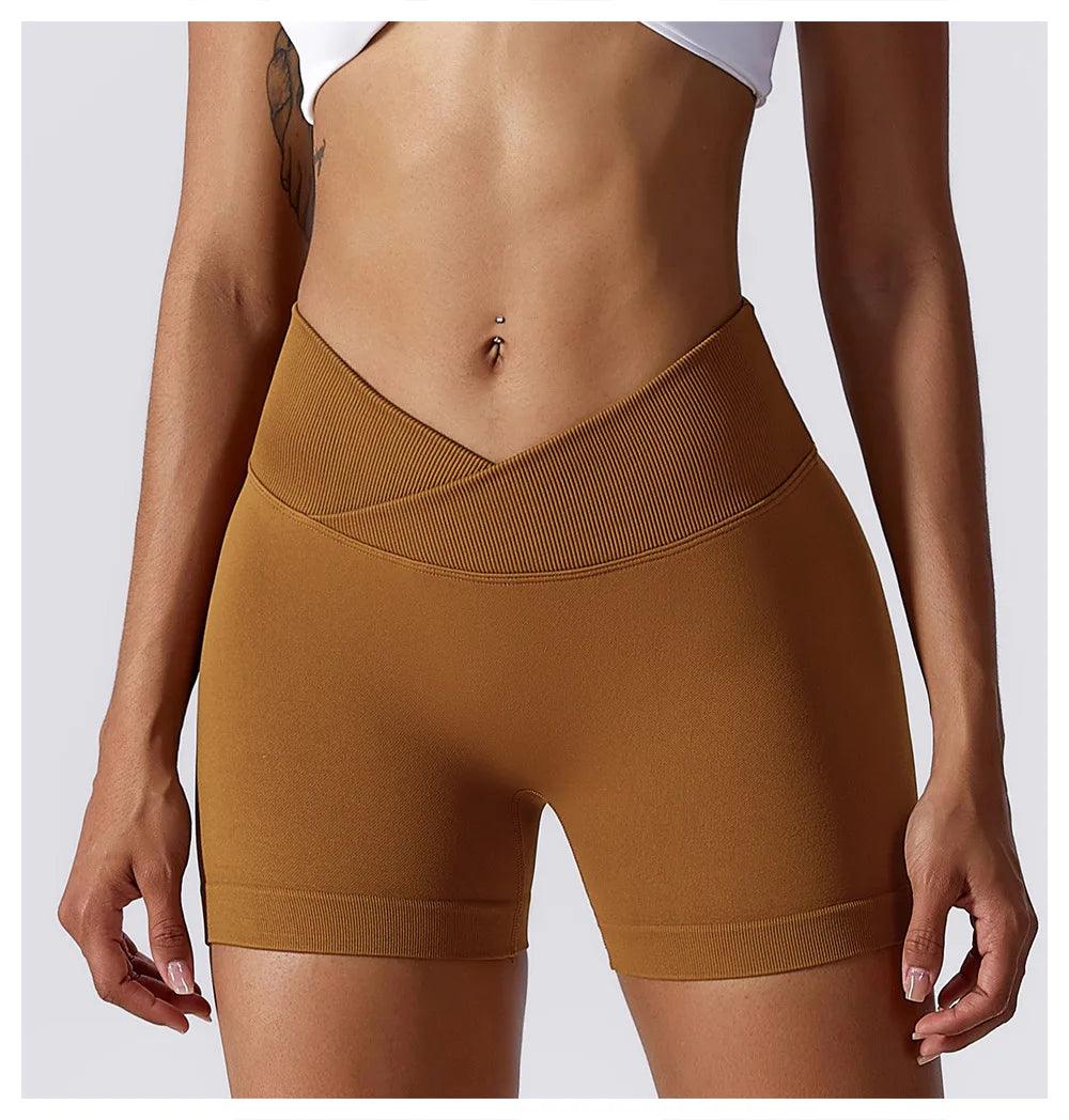 Summer Seamless High-Waist Yoga Shorts – Breathable Butt-Lift Cycling & Gym Shorts for Women