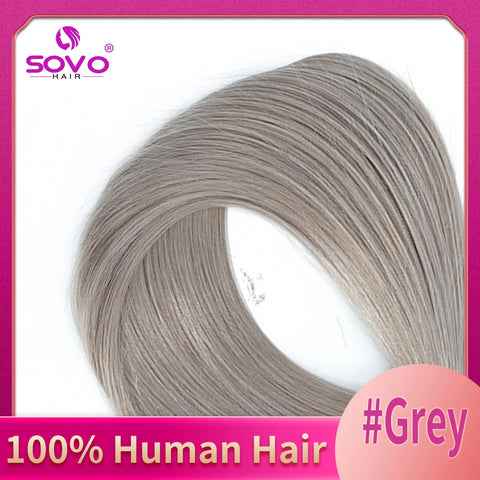 Clip In Human Hair Extensions - Light Brown Honey Ombre