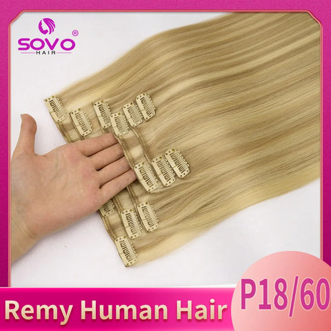 SOVO 120G Clip in Hair Extensions - Natural Black