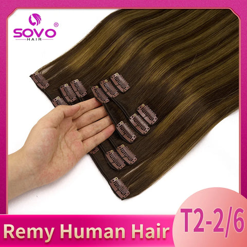 SOVO 120G Clip in Hair Extensions - Natural Black