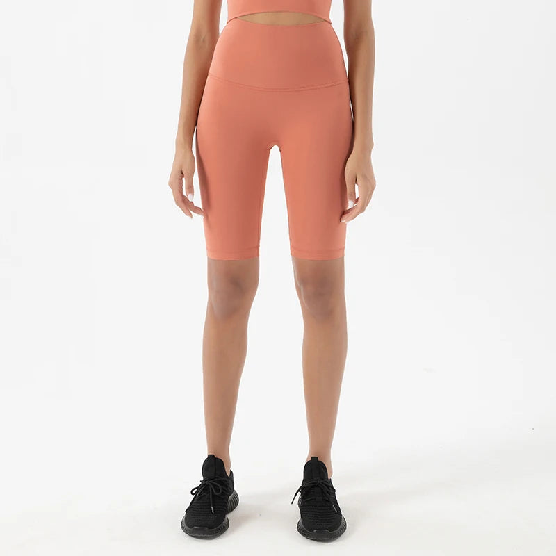 SOISOU Nylon Women's High Waist Gym Shorts - Breathable & Comfortable