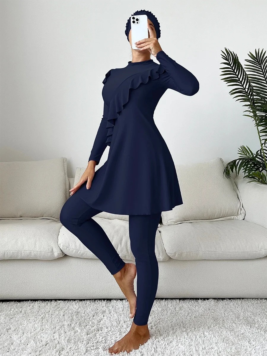 3-Piece Floral Full-Cover Burkini Swim Set