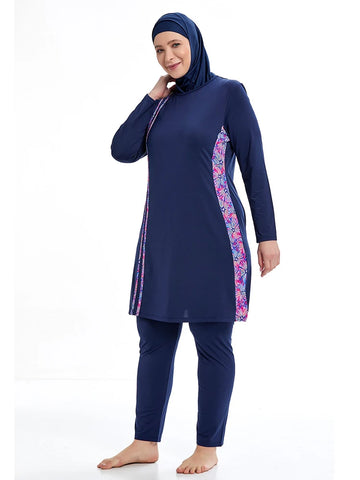 3-teiliges sportliches, dezentes Burkini-Schwimmset (ohne integrierten BH)