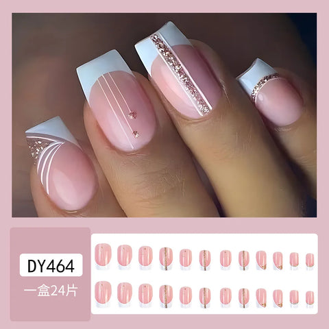 VITAGWX French False Nails - Diamond Glitter Press-On Nail Tips