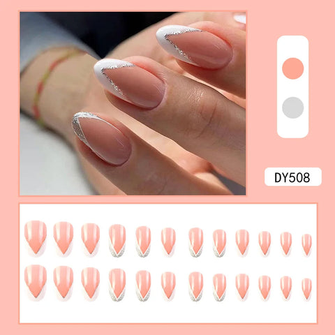 VITAGWX French False Nails - Diamond Glitter Press-On Nail Tips