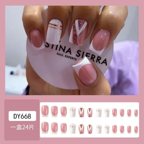 VITAGWX French False Nails - Diamond Glitter Press-On Nail Tips