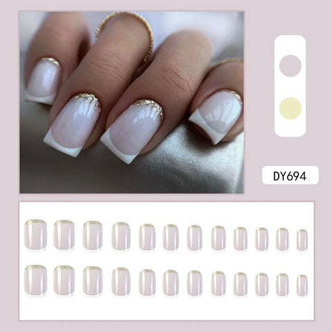 VITAGWX French False Nails - Diamond Glitter Press-On Nail Tips