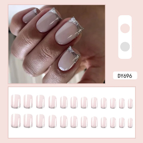 VITAGWX French False Nails - Diamond Glitter Press-On Nail Tips