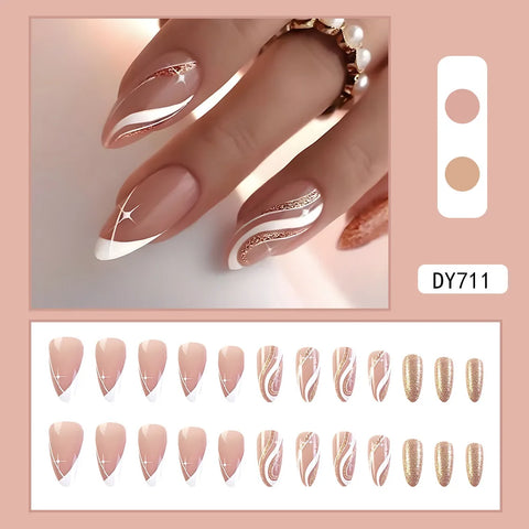 VITAGWX French False Nails - Diamond Glitter Press-On Nail Tips
