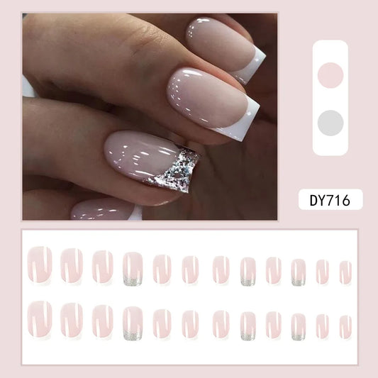 VITAGWX French False Nails - Diamond Glitter Press-On Nail Tips