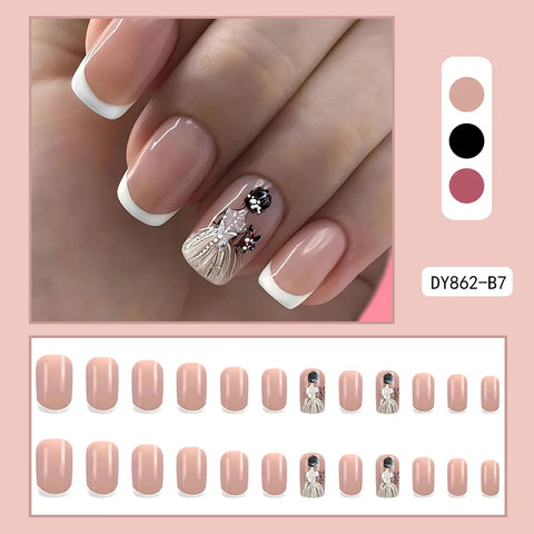 VITAGWX French False Nails - Diamond Glitter Press-On Nail Tips