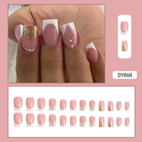 VITAGWX French False Nails - Diamond Glitter Press-On Nail Tips