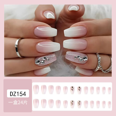 VITAGWX French False Nails - Diamond Glitter Press-On Nail Tips