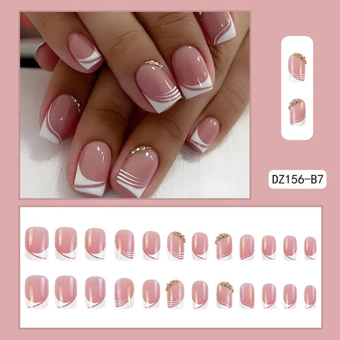 VITAGWX French False Nails - Diamond Glitter Press-On Nail Tips