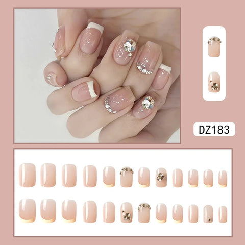 VITAGWX French False Nails - Diamond Glitter Press-On Nail Tips