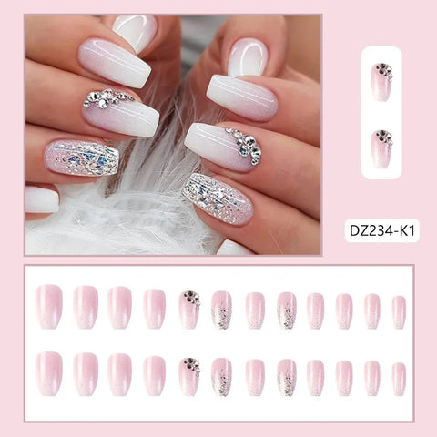 VITAGWX French False Nails - Diamond Glitter Press-On Nail Tips