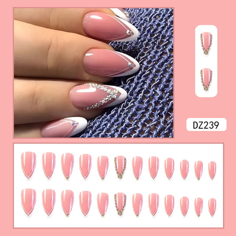 VITAGWX French False Nails - Diamond Glitter Press-On Nail Tips