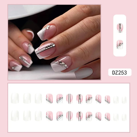VITAGWX French False Nails - Diamond Glitter Press-On Nail Tips