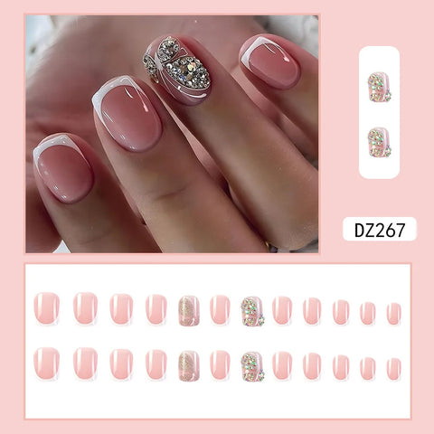 VITAGWX French False Nails - Diamond Glitter Press-On Nail Tips