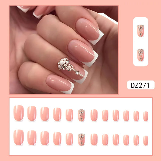 VITAGWX French False Nails - Diamond Glitter Press-On Nail Tips