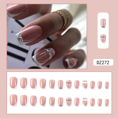 VITAGWX French False Nails - Diamond Glitter Press-On Nail Tips