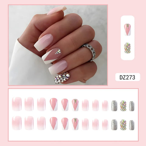 VITAGWX French False Nails - Diamond Glitter Press-On Nail Tips