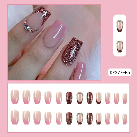 VITAGWX French False Nails - Diamond Glitter Press-On Nail Tips