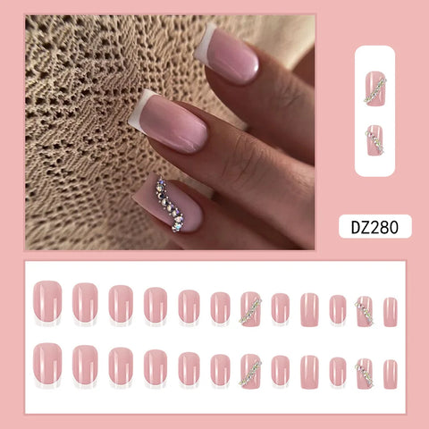 VITAGWX French False Nails - Diamond Glitter Press-On Nail Tips