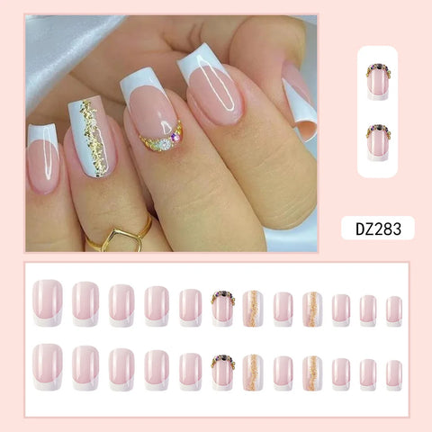 VITAGWX French False Nails - Diamond Glitter Press-On Nail Tips