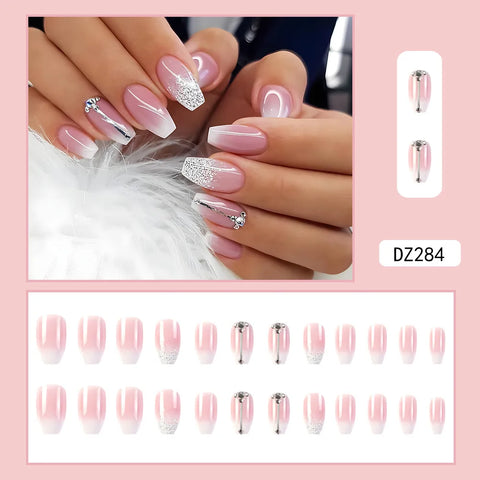 VITAGWX French False Nails - Diamond Glitter Press-On Nail Tips