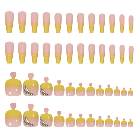 Set van 48 stuks nagels met een opdruk - modieuze Franse ballerina-tips