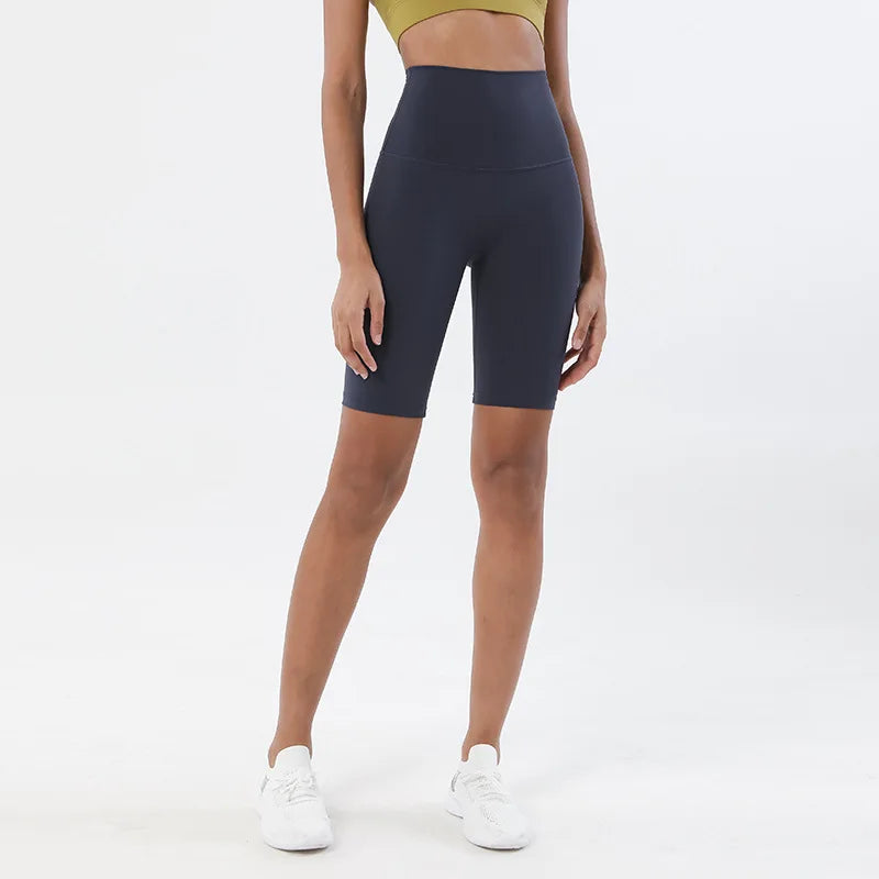 SOISOU Nylon Women's High Waist Gym Shorts - Breathable & Comfortable