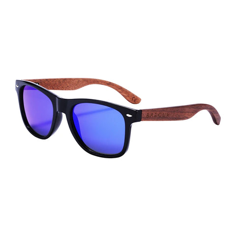 BARCUR Zwarte Walnoot Houten Zonnebril – Anti-Reflecterende UV400 Unisex Spiegelende Tinten