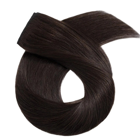 One-Piece Full Head Clip In Human Hair Extensions - Light Brown Straight