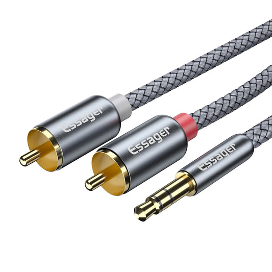 Essager RCA Audio Cable 3.5mm to 2RCA Male Splitter for TV, PC, Amplifiers, and Speakers