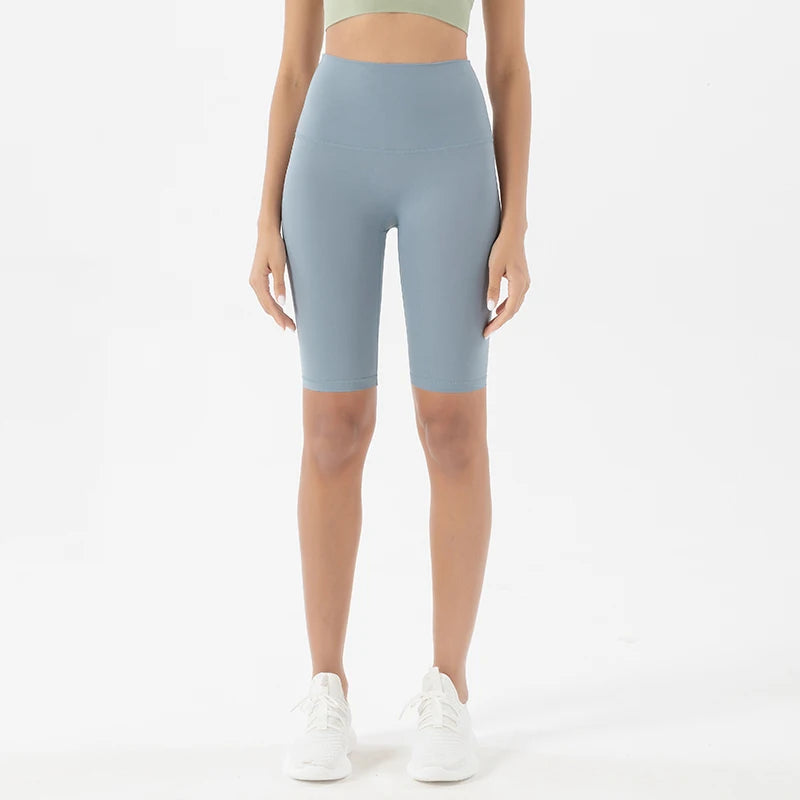 SOISOU Nylon Women's High Waist Gym Shorts - Breathable & Comfortable