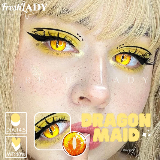 UYAAI Dragon Maid Colored Contact Lenses - Yellow Cosplay Lenses