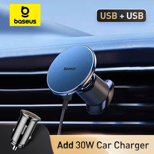 Baseus Magnetic Wireless Car Charger - 15W Fast Charging Mount for iPhone 16/15/14/13