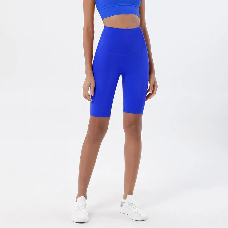 SOISOU Nylon Women's High Waist Gym Shorts - Breathable & Comfortable