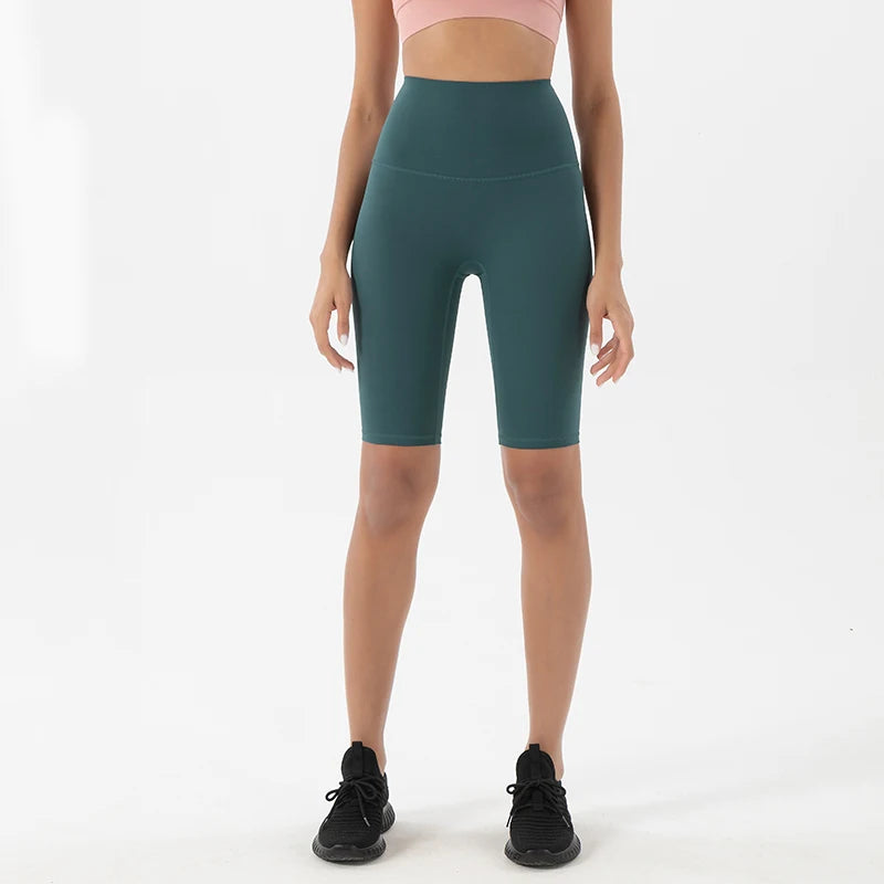 SOISOU Nylon Women's High Waist Gym Shorts - Breathable & Comfortable