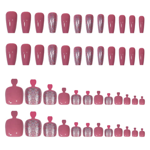 Set van 48 stuks nagels met een opdruk - modieuze Franse ballerina-tips