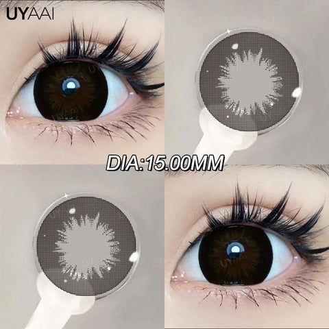 UYAAI Big Diameter 15MM Black Gray Colored Contact Lenses