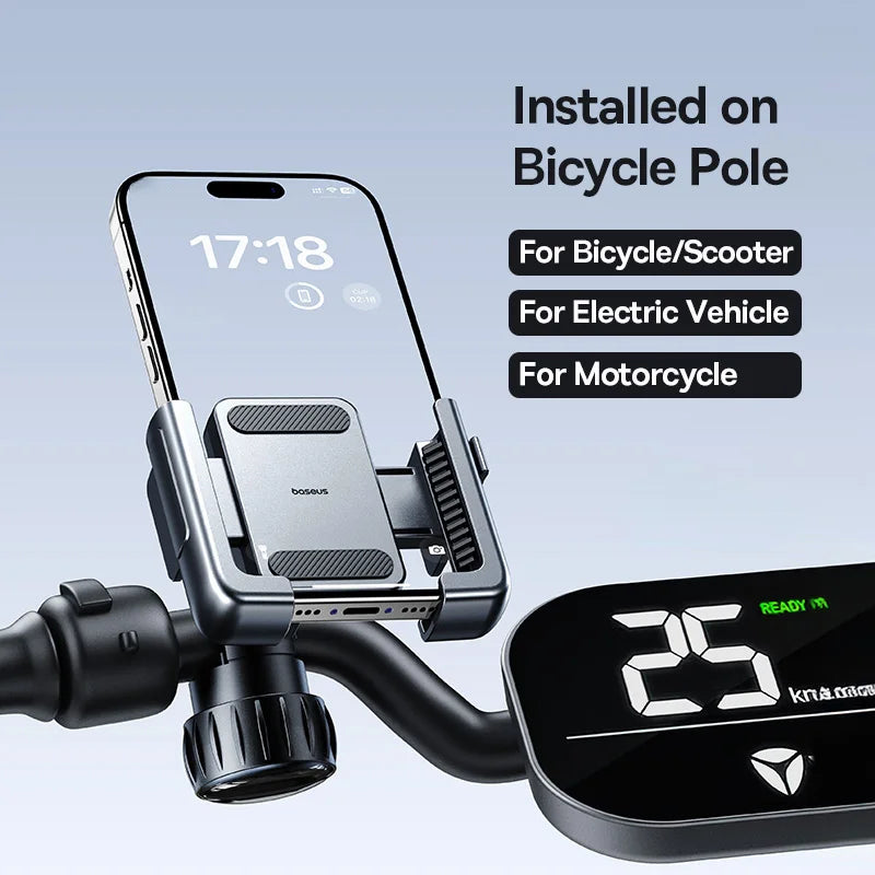Baseus Bike Phone Holder - Shockproof Mount for iPhone, Xiaomi & Samsung - Secure GPS Clip for Cycling Adventures