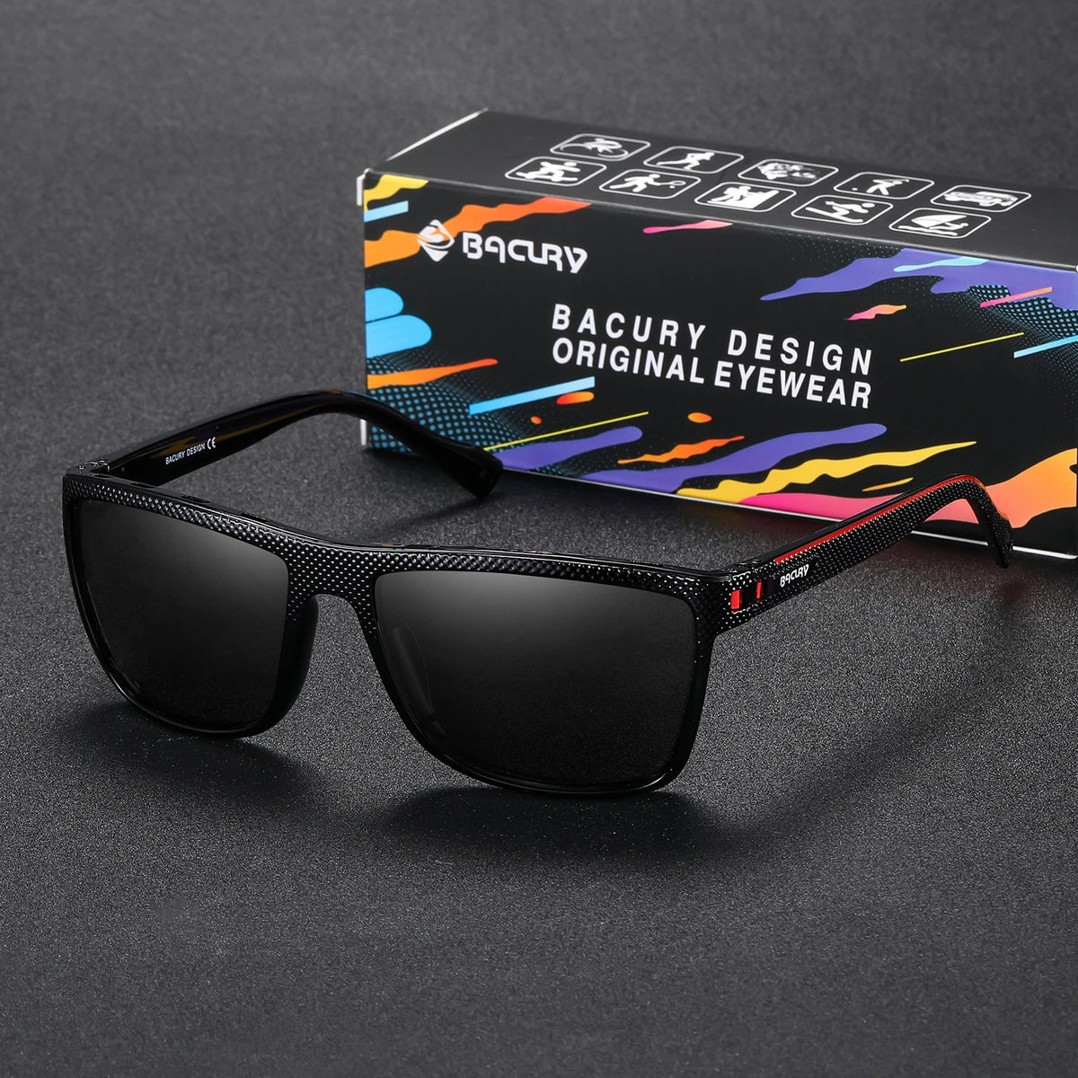 BARCUR Original Square Sports Polarized Zonnebril – UV400 Unisex Brillen voor Rijden en Buitenshuis