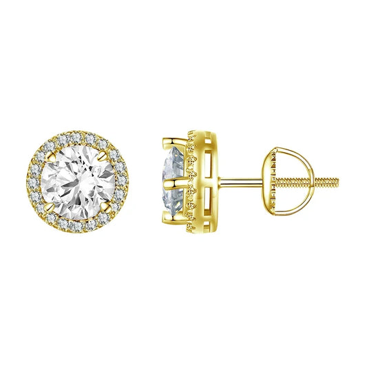 BAMOER Halo Moissanite Stud Earrings – 925 Sterling Silver Engagement Jewelry