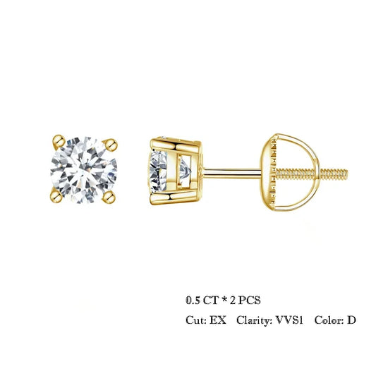 BAMOER 2CT Moissanite Stud Earrings – 925 Sterling Silver 4-Prong VVS1 Lab Diamond